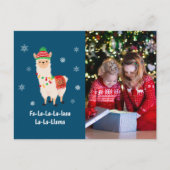 Funny Festive Llama Pun Photo Holiday Kaart (Voorkant)