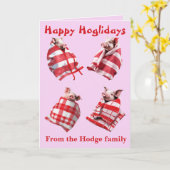 Funny Festive Pigs in Blankets Christmas Animal  Kaart (Gele Bloem)