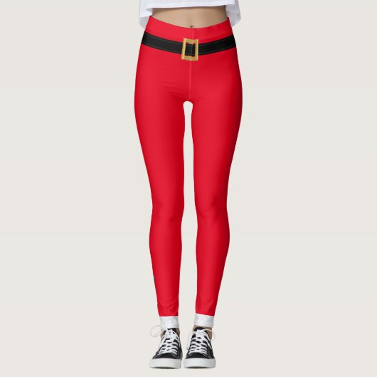 Funny Festive Red Kerstmis Elf Leggings (Voorkant)