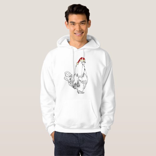 Funny Festive Rooster in Xmas Pet Cocrein Humor Hoodie (Voorkant volledig)