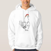 Funny Festive Rooster in Xmas Pet Cocrein Humor Hoodie (Voorkant)