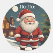 Funny Festive Santa Ho Ho Merry Christmas Sticker (Voorkant)