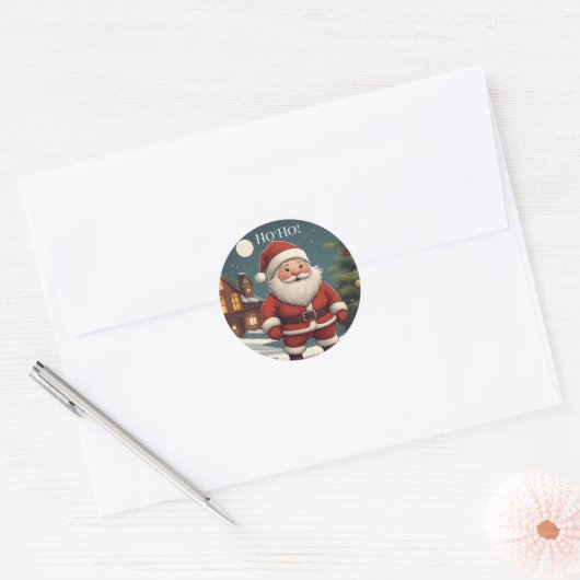 Funny Festive Santa Ho Ho Merry Christmas Sticker (Envelop)