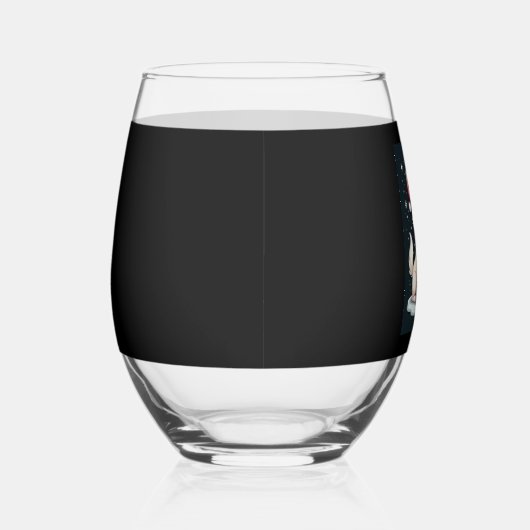 Funny Festive Sunglasses Dog with Christmas Tree C Wijnglas Zonder Voet (Rechts)