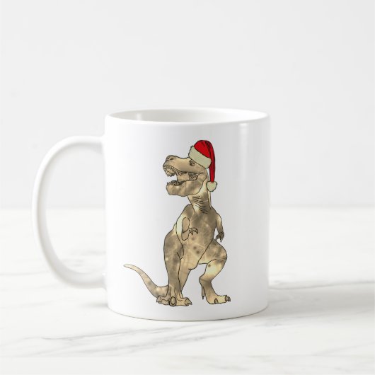 Funny Festive Tyrannosaurus Rex Santa Dinosaur Elf Koffiemok (Links)