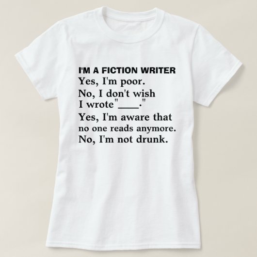 Funny Fiction Writer Antwoordblad Auteur Humor T-shirt (Design voorkant)