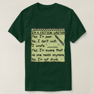 Funny Fiction Writer-antwoordblad T-shirt