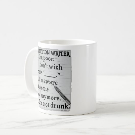 Funny Fiction Writer-antwoordformulier Koffiemok (Voorkant links)