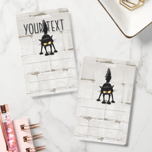 Funny Fierce Black Cat Cartoon  Badge (Kantoor)