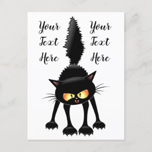 Funny Fierce Black Cat Cartoon Briefkaart
