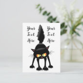 Funny Fierce Black Cat Cartoon Briefkaart (Staand voorkant)