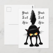 Funny Fierce Black Cat Cartoon Briefkaart (Voorkant / Achterkant)