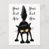 Funny Fierce Black Cat Cartoon Briefkaart (Voorkant)