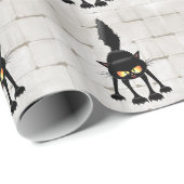 Funny Fierce Black Cat Cartoon  Cadeaupapier (Rol Hoek)