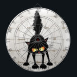 Funny Fierce Black Cat Cartoon Dartbord<br><div class="desc">Funny Fierce Black Cat Cartoon Character looking menacing. Original Vector Art Design © BluedarkArt TheChameleonArt.</div>