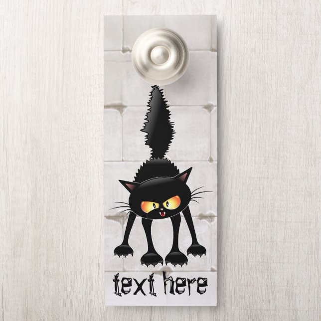 Funny Fierce Black Cat Cartoon Deurhanger (Op knop)