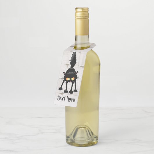 Funny Fierce Black Cat Cartoon Flessenhanger (Schuin)