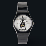 Funny Fierce Black Cat Cartoon Horloge<br><div class="desc">Funny Fierce Black Cat Cartoon Character looking menacing. Original Vector Art Design © BluedarkArt TheChameleonArt.</div>