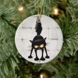Funny Fierce Black Cat Cartoon  Keramisch Ornament<br><div class="desc">Funny Fierce Black Cat Cartoon Character looking menacing. Original Vector Art Design © BluedarkArt TheChameleonArt.</div>