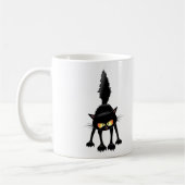 Funny Fierce Black Cat Cartoon Koffiemok (Links)