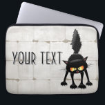 Funny Fierce Black Cat Cartoon Laptop Sleeve<br><div class="desc">Funny Fierce Black Cat Cartoon Character looking menacing. Original Vector Art Design © BluedarkArt TheChameleonArt.</div>