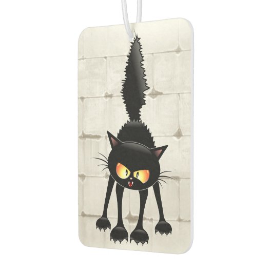 Funny Fierce Black Cat Cartoon Luchtverfrisser (Links)