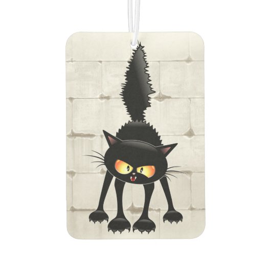 Funny Fierce Black Cat Cartoon Luchtverfrisser (Achterkant)