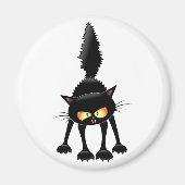 Funny Fierce Black Cat Cartoon Magneet (Voorkant)