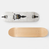 Funny Fierce Black Cat Cartoon Persoonlijk Skateboard (Horizontaal)