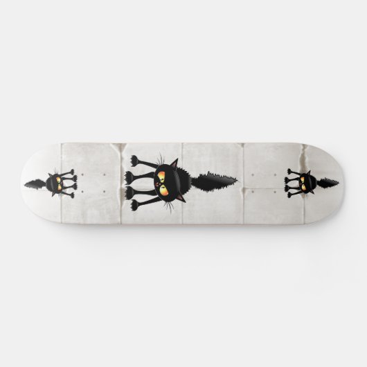 Funny Fierce Black Cat Cartoon Persoonlijk Skateboard (Horizontaal)