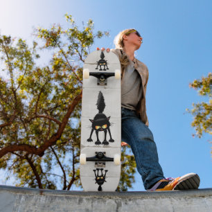 Funny Fierce Black Cat Cartoon Persoonlijk Skateboard