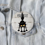 Funny Fierce Black Cat Cartoon  Ronde Button 4,0 Cm<br><div class="desc">Funny Fierce Black Cat Cartoon Character looking menacing. Original Vector Art Design © BluedarkArt TheChameleonArt.</div>