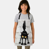 Funny Fierce Black Cat Cartoon Schort (Insitu)