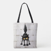 Funny Fierce Black Cat Cartoon  Tote Bag (Achterkant)