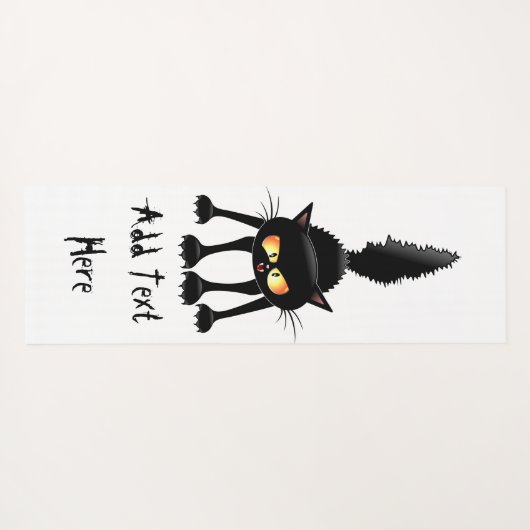 Funny Fierce Black Cat Cartoon Yogamat (Achterkant (horizontaal))