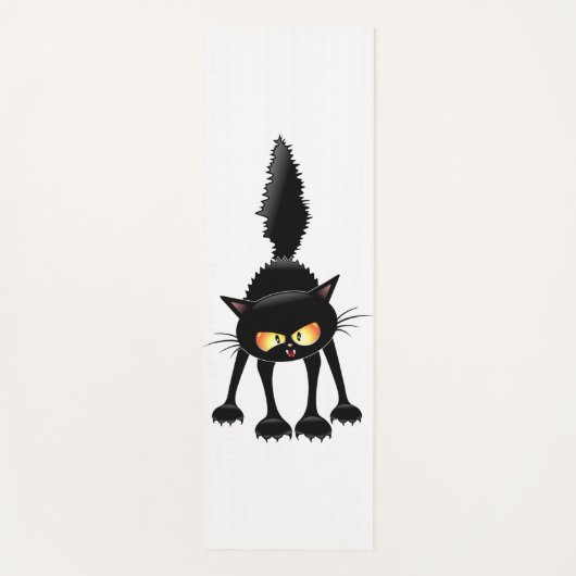 Funny Fierce Black Cat Cartoon Yogamat (Voorkant)