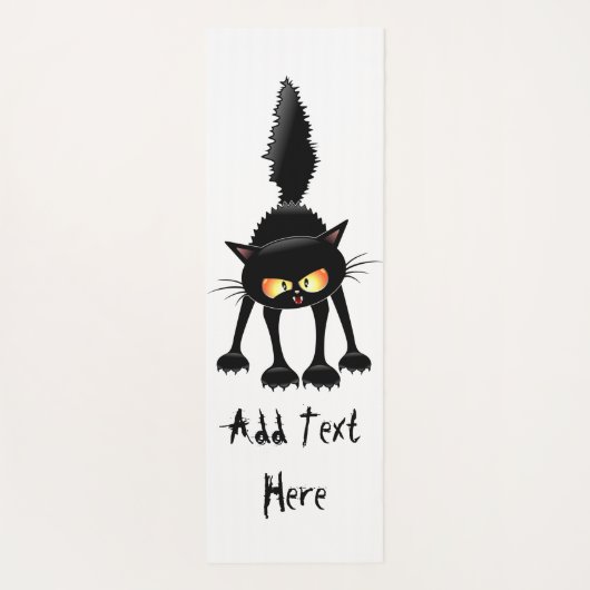 Funny Fierce Black Cat Cartoon Yogamat (Achterkant)