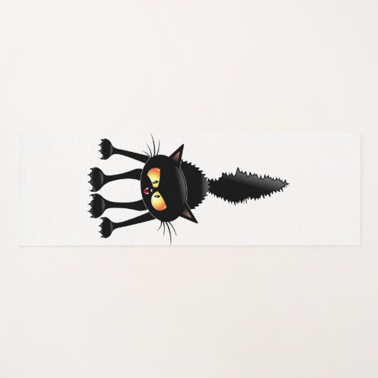 Funny Fierce Black Cat Cartoon Yogamat (Voorkant (horizontaal))