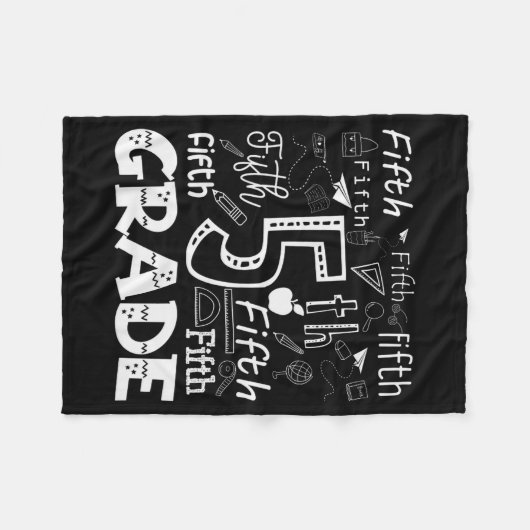 Funny Fifth Grade Doodle Tygraphy Birthday Design  Fleece Deken (Voorkant (Horizontaal))