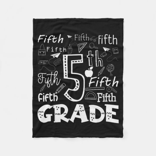 Funny Fifth Grade Doodle Tygraphy Birthday Design  Fleece Deken (Voorkant)