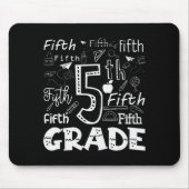Funny Fifth Grade Doodle Tygraphy Birthday Design  Muismat (Voorkant)