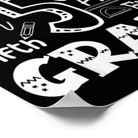 Funny Fifth Grade Doodle Tygraphy Birthday Design Poster (Hoek)