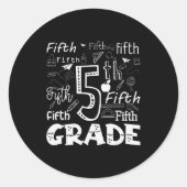 Funny Fifth Grade Doodle Tygraphy Birthday Design Ronde Sticker (Voorkant)