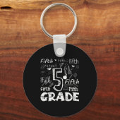 Funny Fifth Grade Doodle Tygraphy Birthday Design Sleutelhanger (Voorkant)