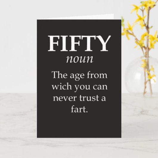 Funny Fifty Birthday Cards Joke 50th Humorous Kaart (Gele Bloem)