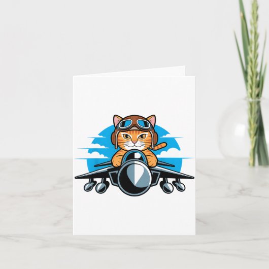 Funny Fighter Jet Cat Lot Aviation Humor For Cat L Kaart (Voorkant)
