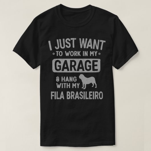Funny Fila Brasileiro Pap Garage Mannen Hang honde T-shirt (Design voorkant)