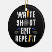 Funny Film die Schrijf Shoot geeft Herhaling Filmm Keramisch Ornament (Links)