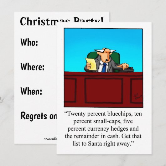 Funny Financial Humor - Uitnodiging voor kerstfees (Voorkant / Achterkant)