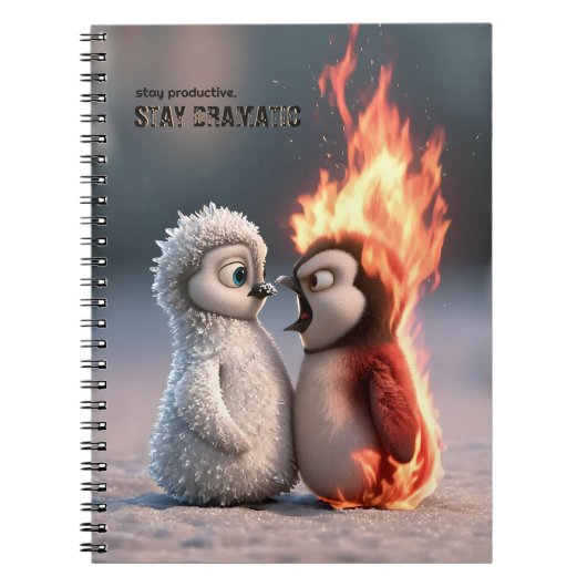 Funny Fire and Ice Penguin Notitieboek (Voorkant)